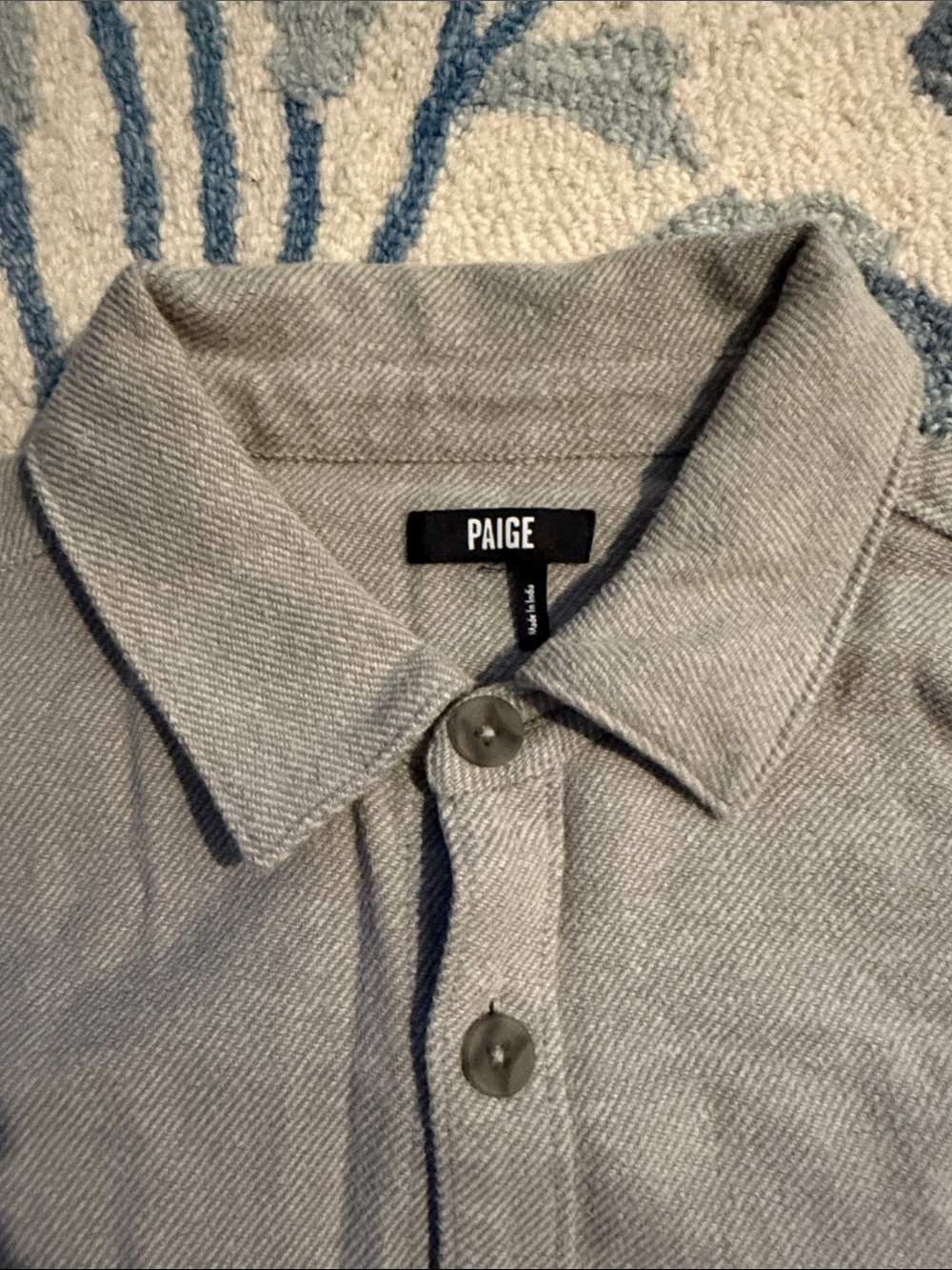 PAIGE Men's Light Gray “Seymour Overshirt” — 100% Cotton